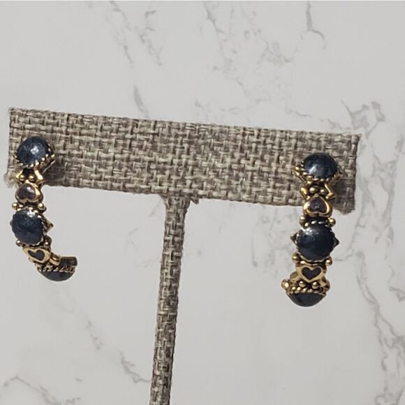 HALF-HOOP Resin Embellished Goldtone Earrings - Picture 2 of 6